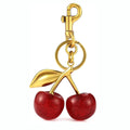 Zinc alloy cherry pendant keychain in red colour with three-dimensional design for car keys