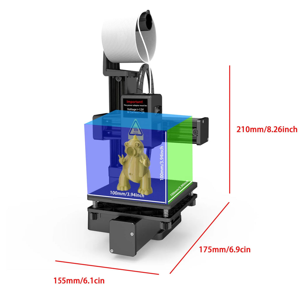 White EasyThreed K10 3D printer with desktop design and 175mm print height for TPU and PLA filaments