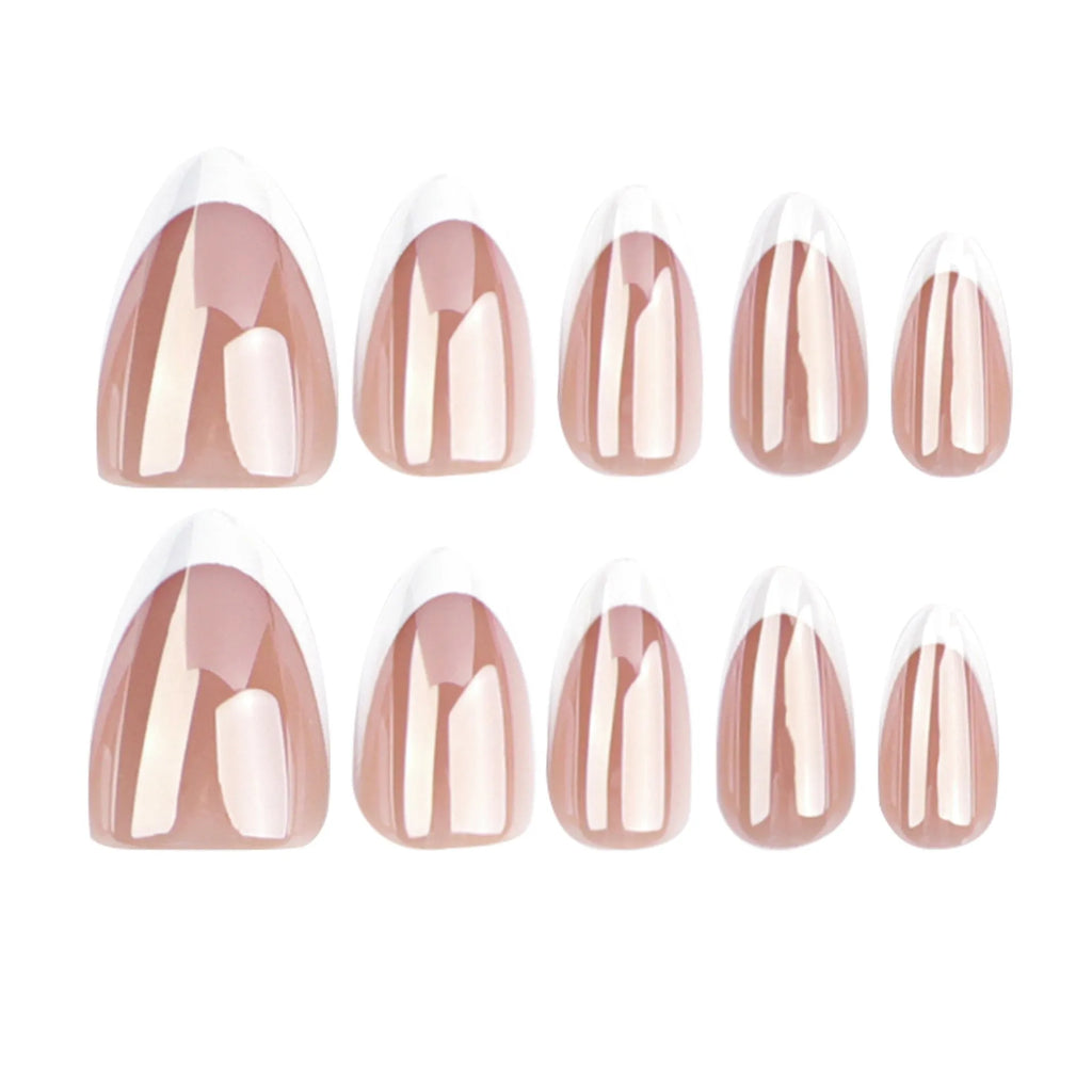 Solid colour short almond-shaped nail tips 30 pieces in colour GD12 for women
