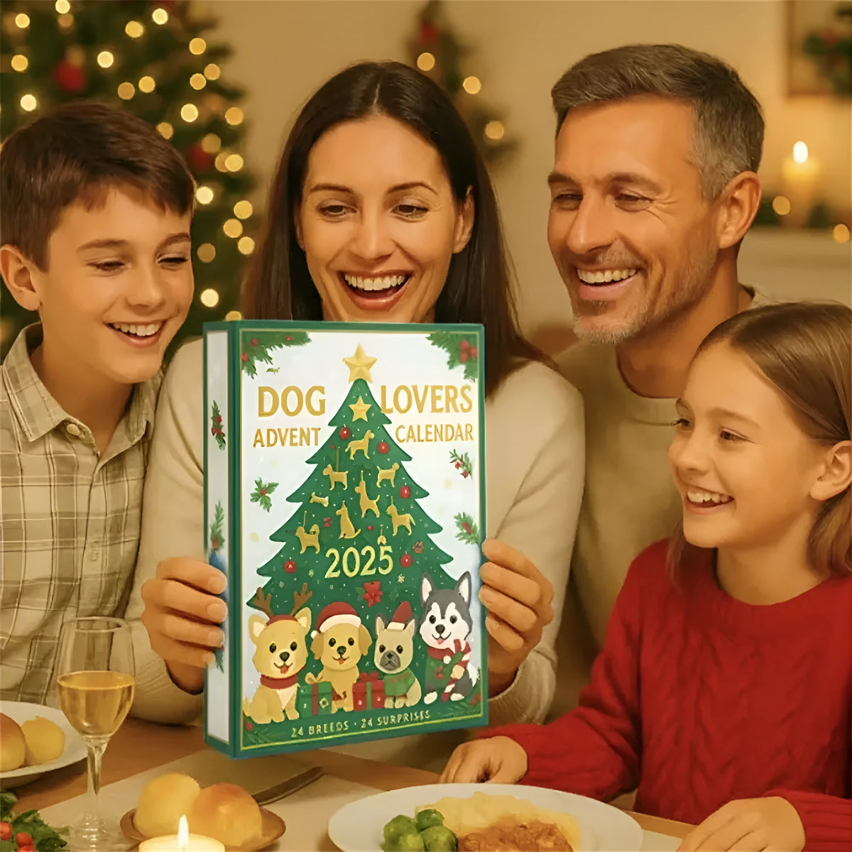 Dog lovers countdown calendar blind box with acrylic carved plated colour decoration and modern simplicity style