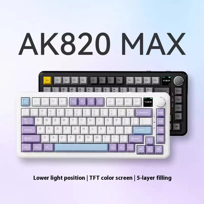 Black, grey and yellow three-mode mechanical keyboard with compact 75% layout showing included accessories