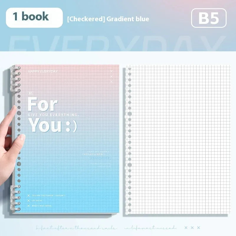 Removable coil gradient notebook in multiple colours with PP cover and wood-free paper pages