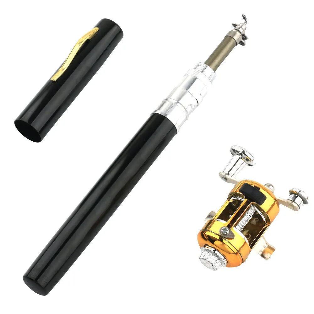 Portable telescopic fishing rod kit collapsed to 20.5cm with aluminium case and ST5RL plastic reel