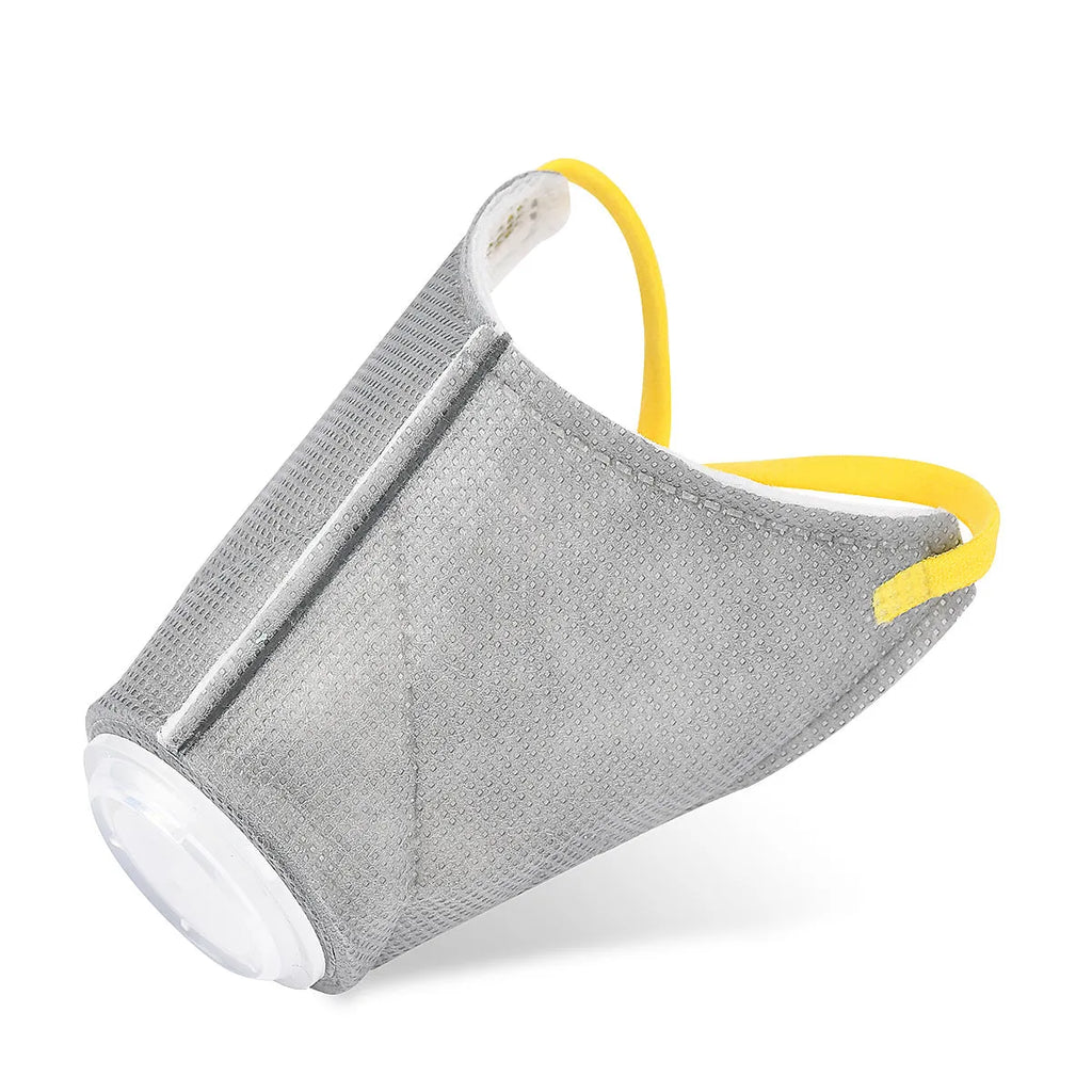 Grey dog anti-fog haze mask with soft cotton mouth cover and Velcro strap for respiratory protection