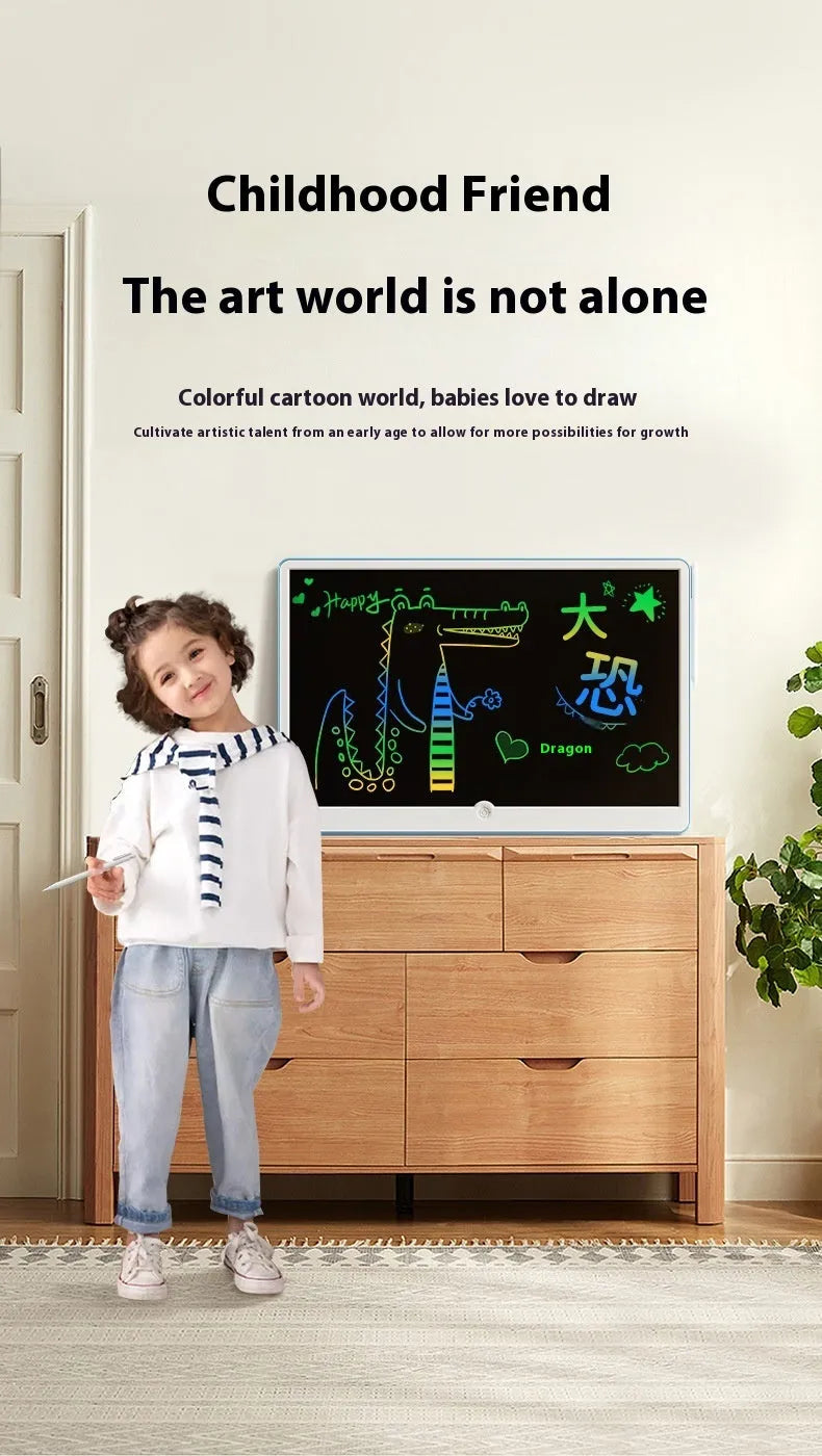 19-inch LCD children's drawing board in blue and white colour with electronic writing stylus