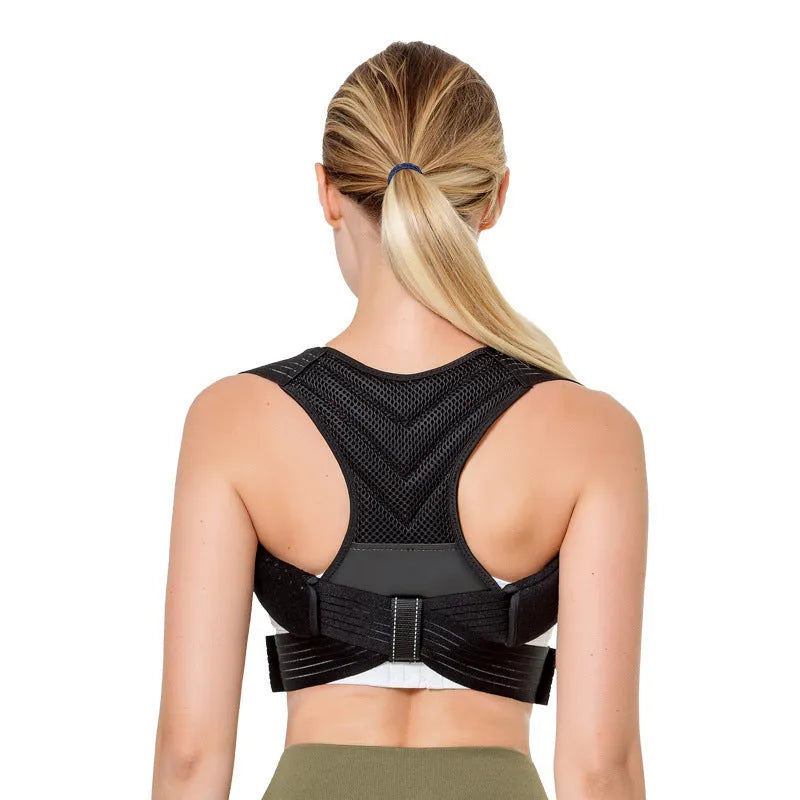 Black anti-humpback correction belt for posture support in sports and fitness activities