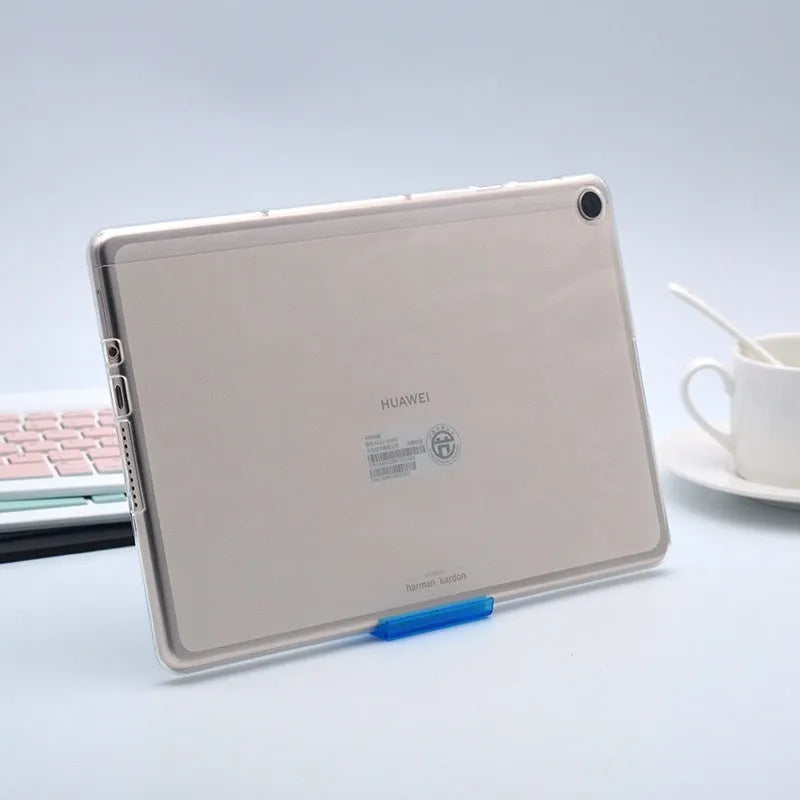 Clear ultra-thin silicone tablet protective case in transparent white simple style