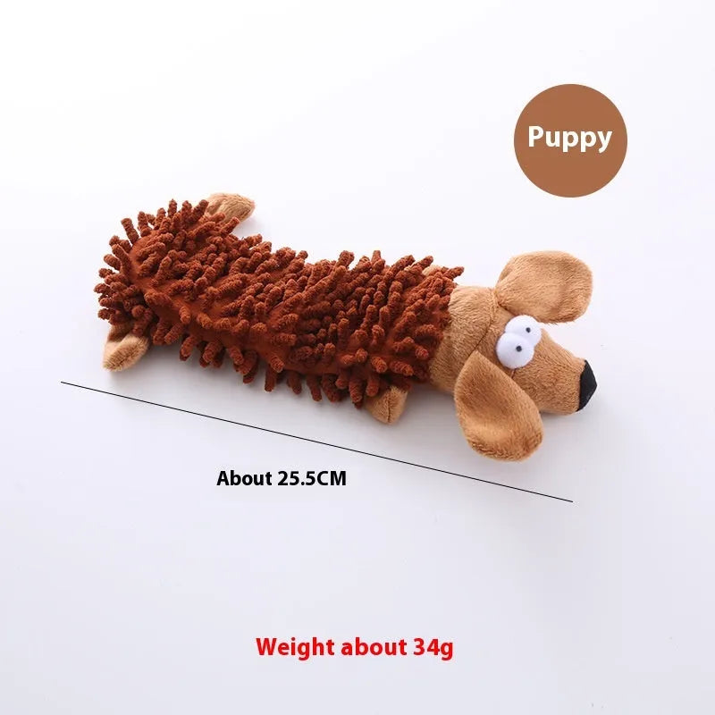 Brown dog plush horse molar chew toy for small medium dogs