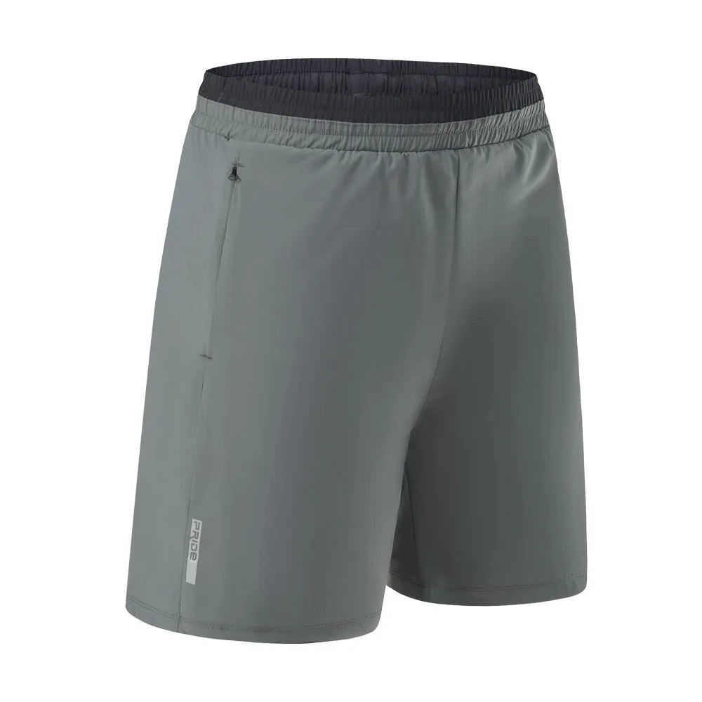 Men's grey Ice Silk quick-dry cropped workout pants showing loose athletic style and fifth-pants length