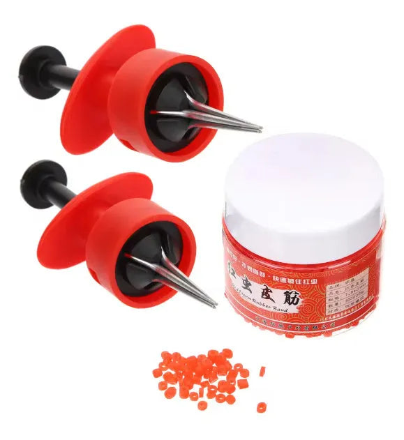 Blue ABS bloodworm clip with rubber bands bottle set for live bait fishing