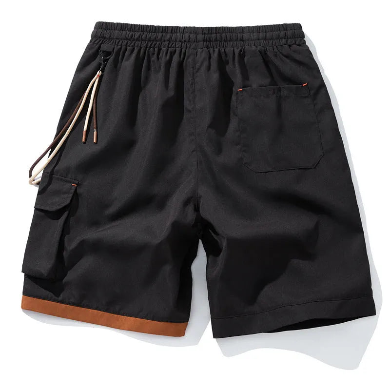Men's plus size bamboo fibre shorts in a straight-leg cropped style with a high waistband.