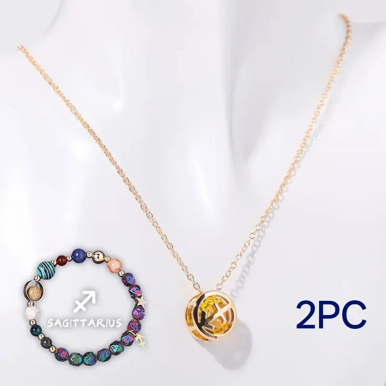 Natural stone beaded necklace and bracelet jewellery set with coordinated design