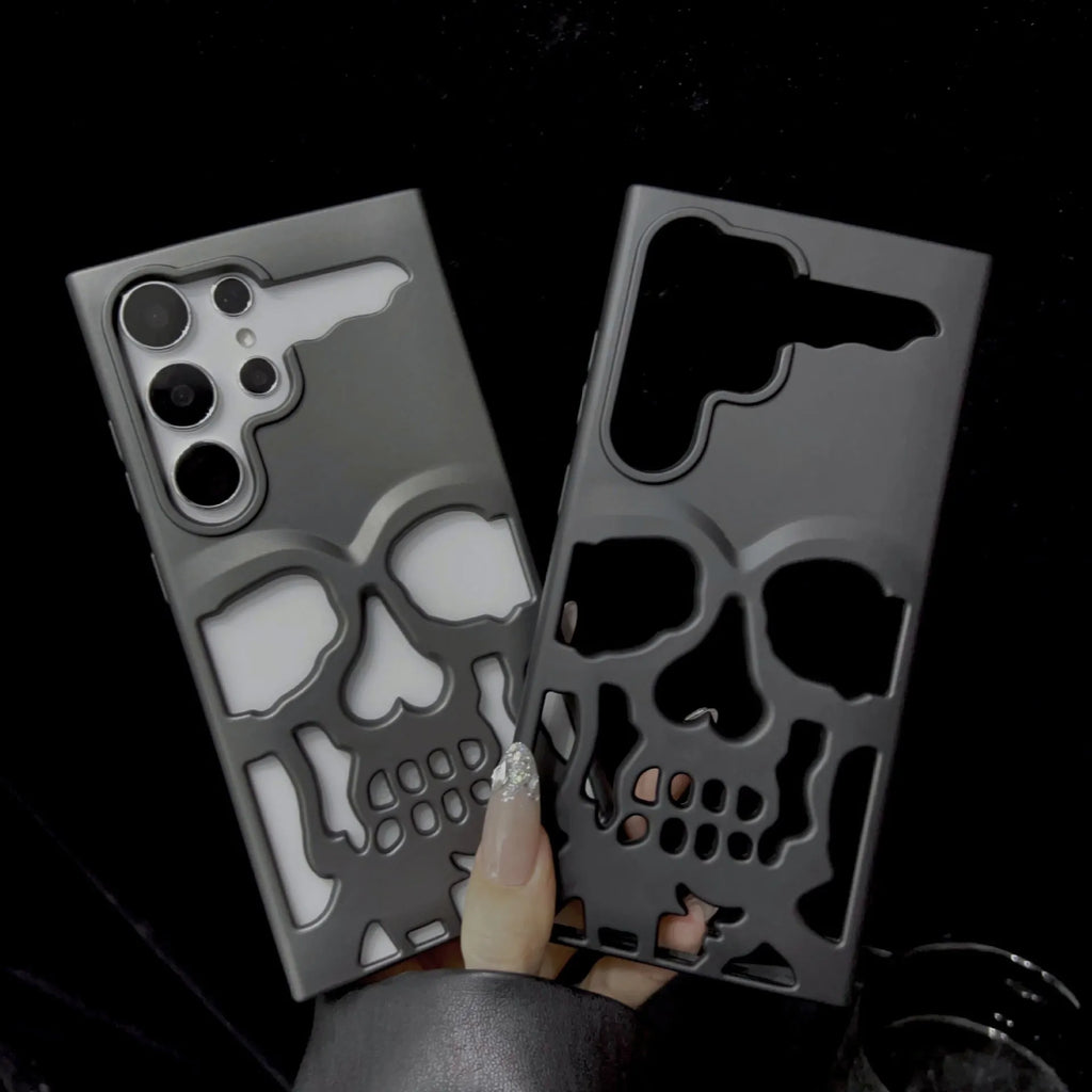 Hollow skeleton frosted silicone phone case for Samsung S23 S24 series in black