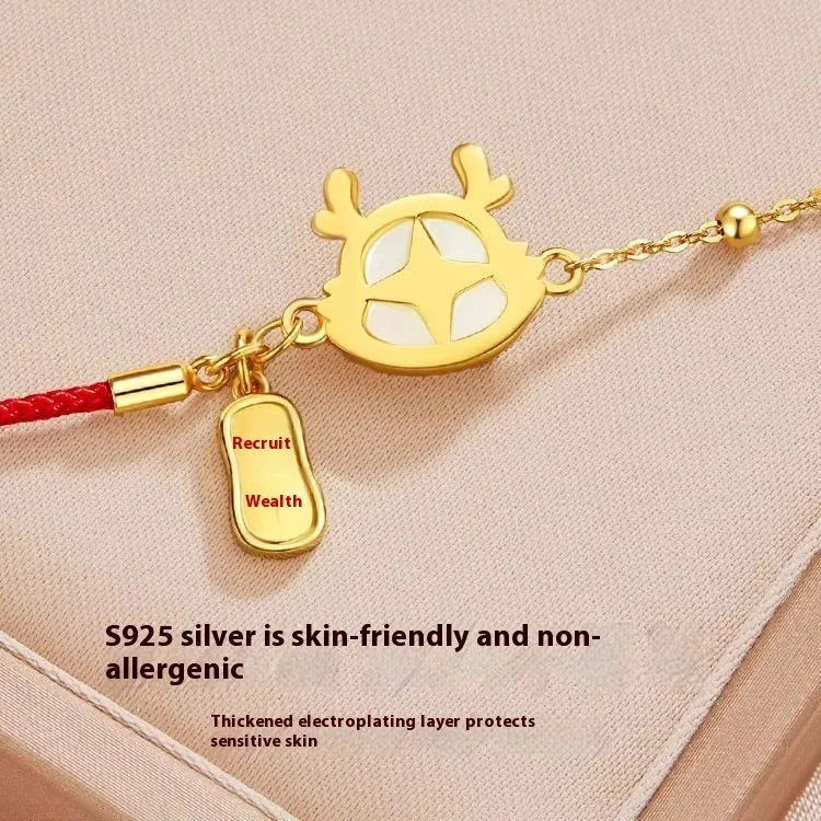 Women's silver-plated Dragon Zodiac bracelet with New Chinese style design and electroplated finish