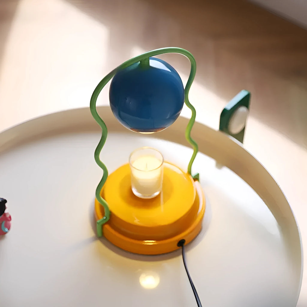 Creative fire-free smoke-free iron fragrance lamp 27.5cm yellow finish with fragrance tray