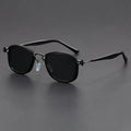Retro square frame metal and plastic sunglasses with AC lenses in black gold colour