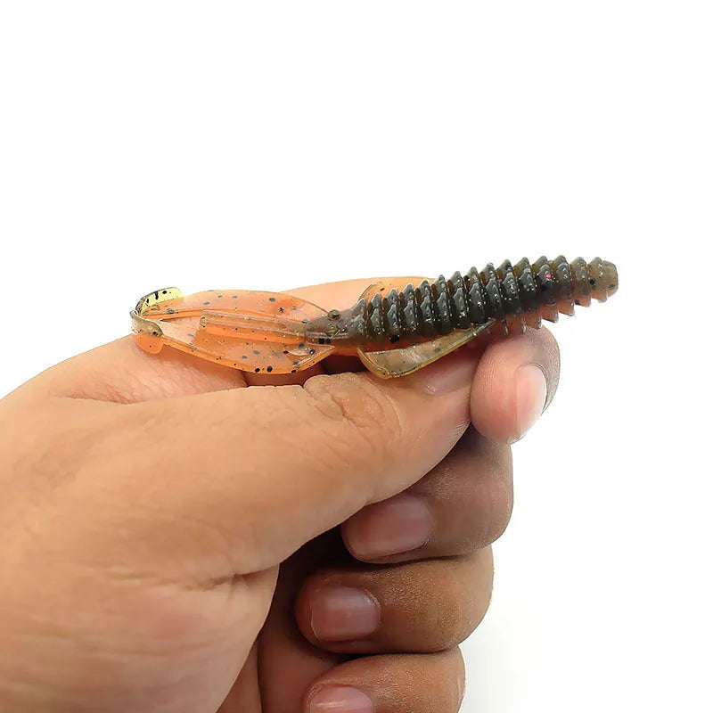 PVC fishing simulation soft bait lure in two sizes: 8cm and 12cm, shown in multiple colour variations.