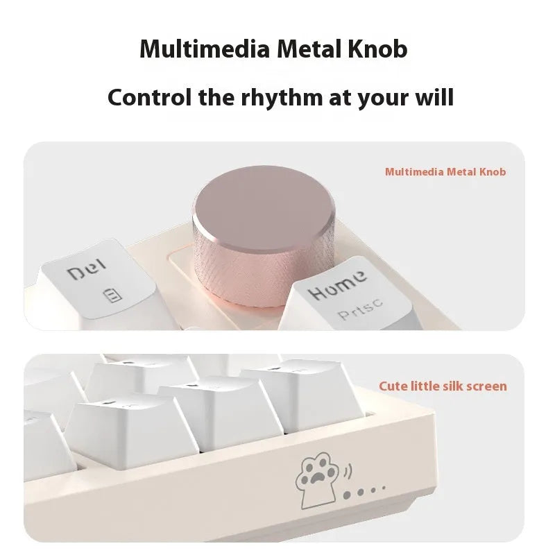 Tulip white gaming keyboard with light-green axis and wired single-mode connection, ABS material
