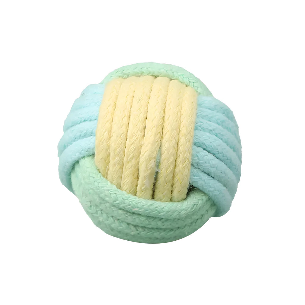 Handmade plush cotton cat hairball toy in blue pink colour for teeth grinding
