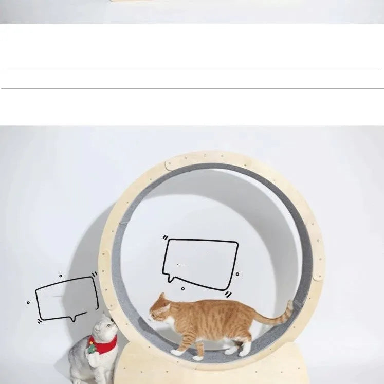 Solid wood cat treadmill roller, 91cm or 103cm, with quiet bearing and rounded corners
