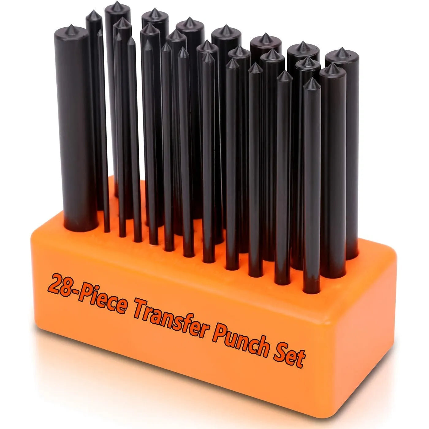 Orange punch needle tool with metal head and plastic handle for craft projects