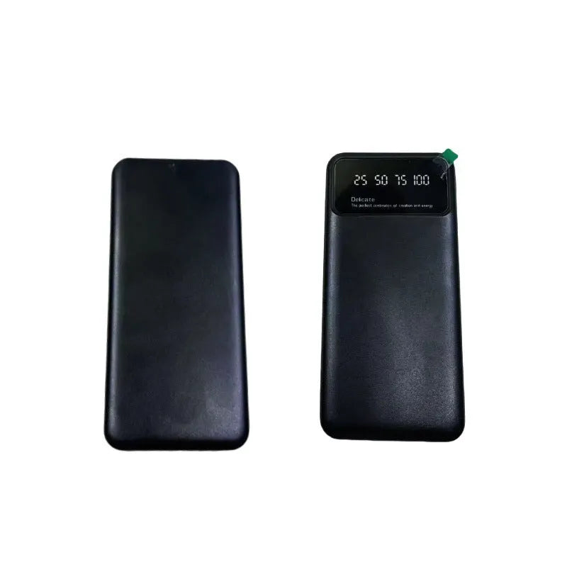 Black ultra-thin power bank showing compact design with 10000mAh capacity