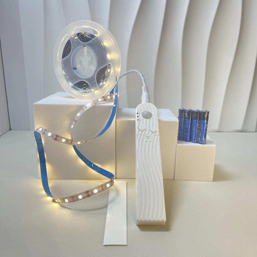 LED human body induction light strip, waterproof, 1m 2m 3m, warm white or white, under bed cabinet light