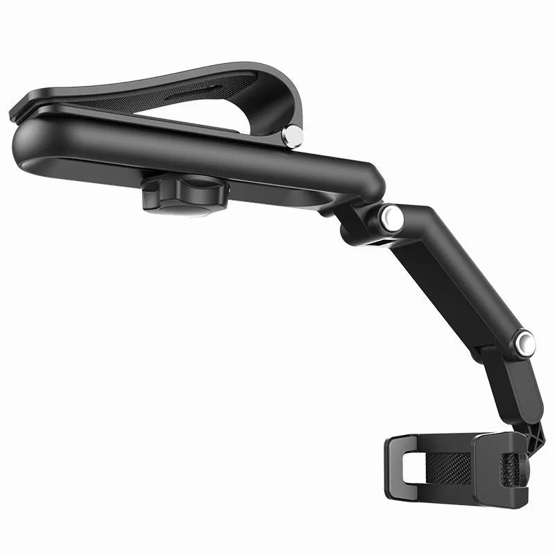 Car mobile phone bracket with one-clip design mounted on car air vent, showing adjustable side clamps