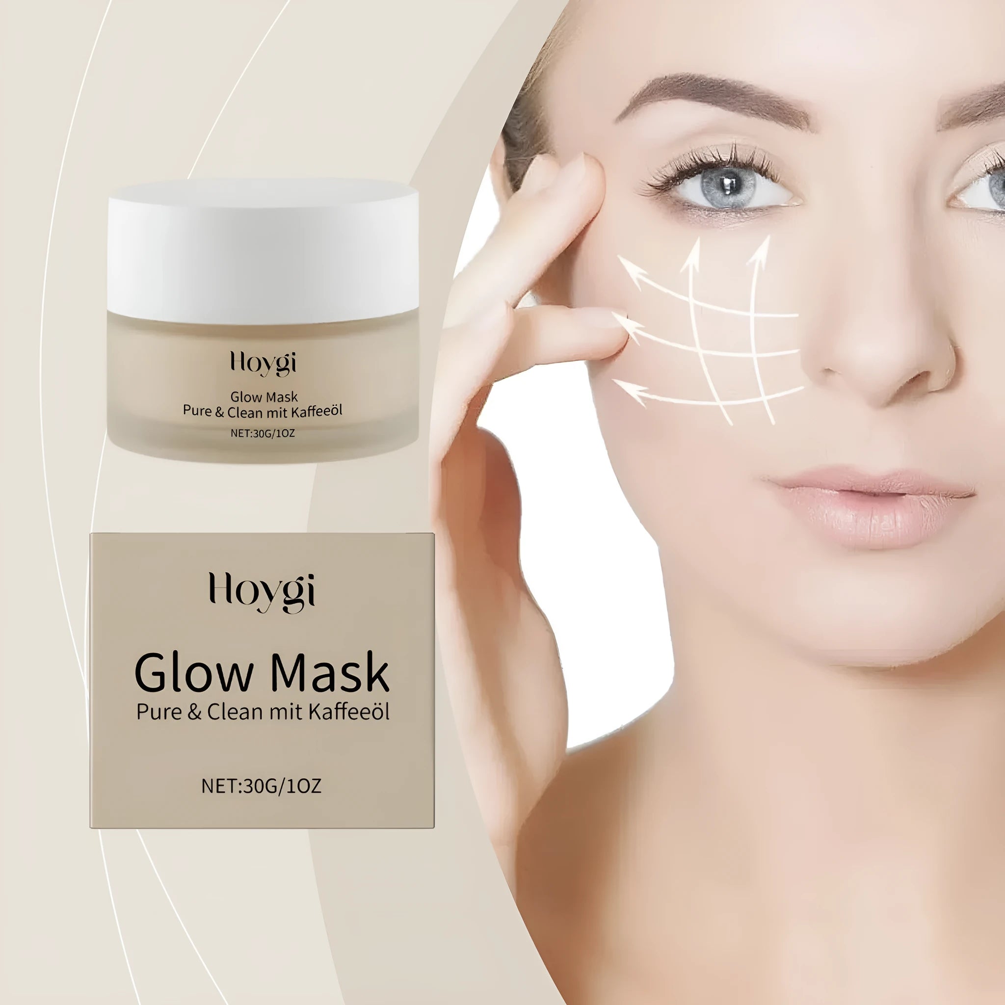Single-use moisturising and skin lightening facial mask pad measuring 5.1 by 3.9 cm.