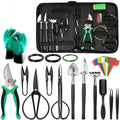 24-piece stainless steel bonsai tool set in compact storage case for potted plant pruning