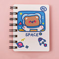 Astronaut series pocket notebook in 10.5cm by 8cm size, showing cover options: Astronaut Bear, Planet Teddy, Space Cat, UFO.