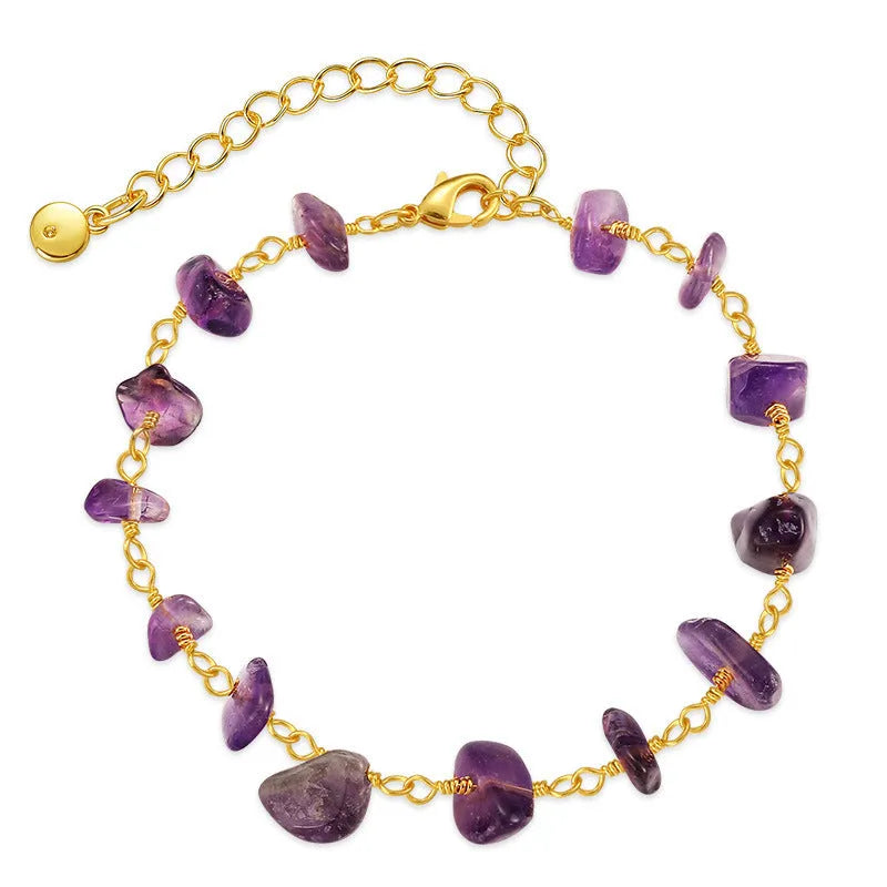 Women's turquoise gravel bracelet with irregular stones on 18K gold-plated copper geometric frame