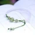 Handmade half bracelet with Hetian jade, white agate beads, and peace buckle closure