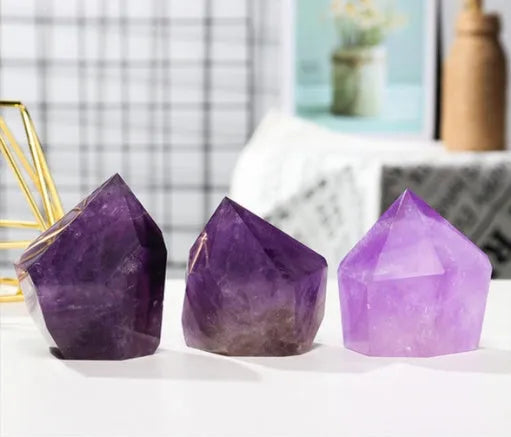 Natural amethyst cake tower night light with USB plug, purple, 5-6cm height, 6.5cm base
