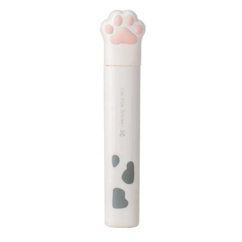 Cat paw mini folding scissors in four colours showing closed safety position and decorative handles