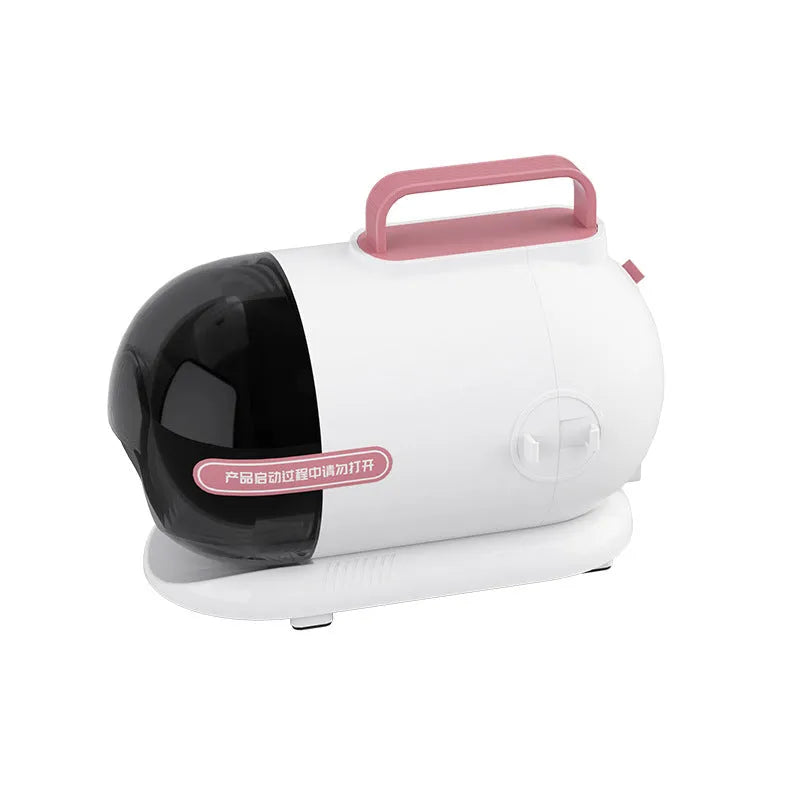 Pink and white pet grooming vacuum cleaner with electric shaver and grooming attachments