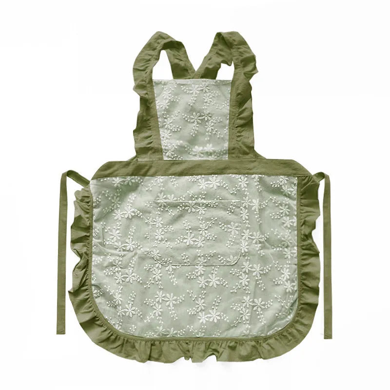 Minimalist cotton linen apron with X strap back design in light pink colour