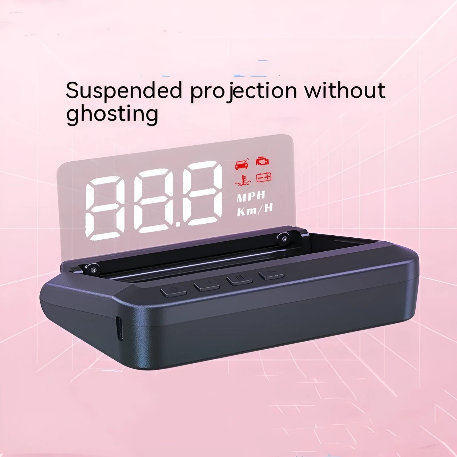 Black car head up display projector with OBD connection and 2 inch screen