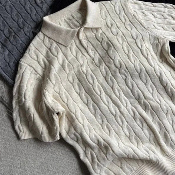 Short sleeve combed cotton knitted T-shirt in grey on a hanger, showing youth style.