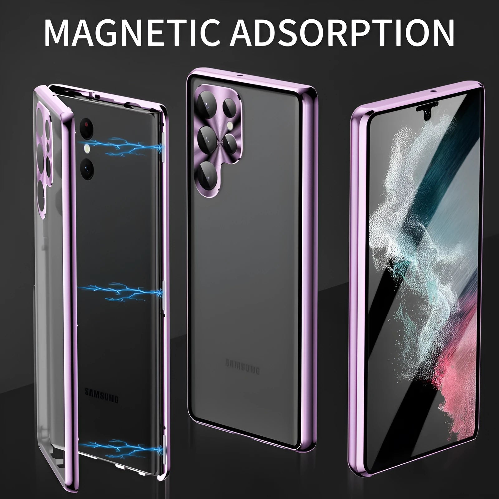 Samsung Galaxy S24 Ultra phone case with a magnetic mirror and metal construction in multiple colour options.