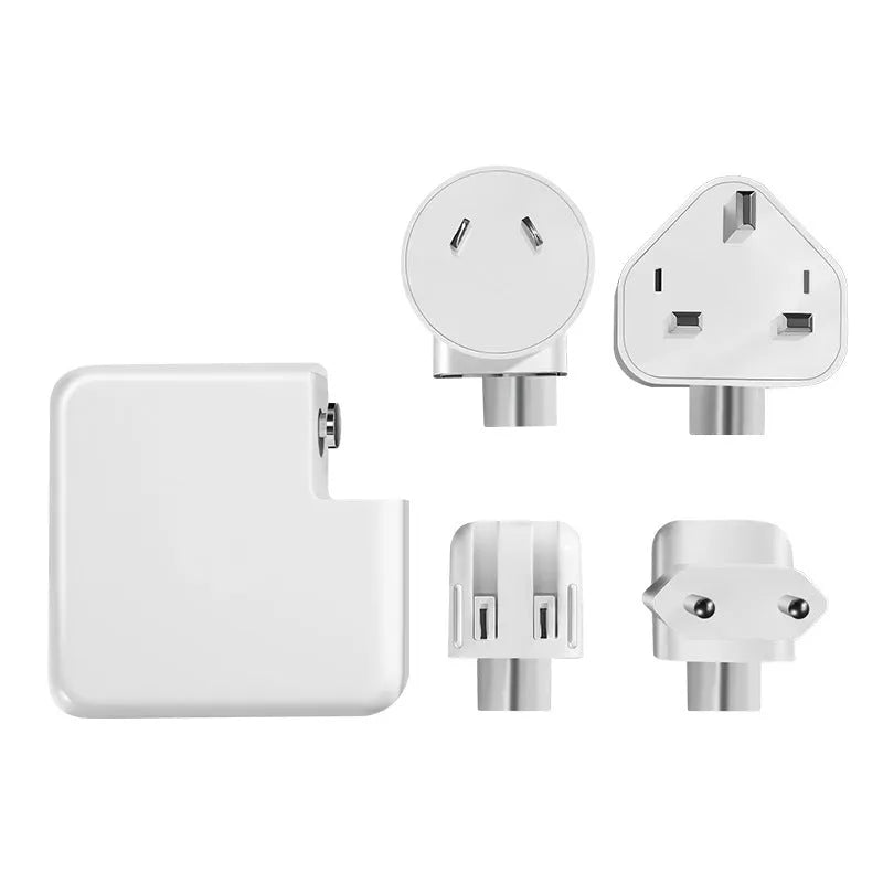 Laptop power adapter charger with USB C-to-C cable showing compact size