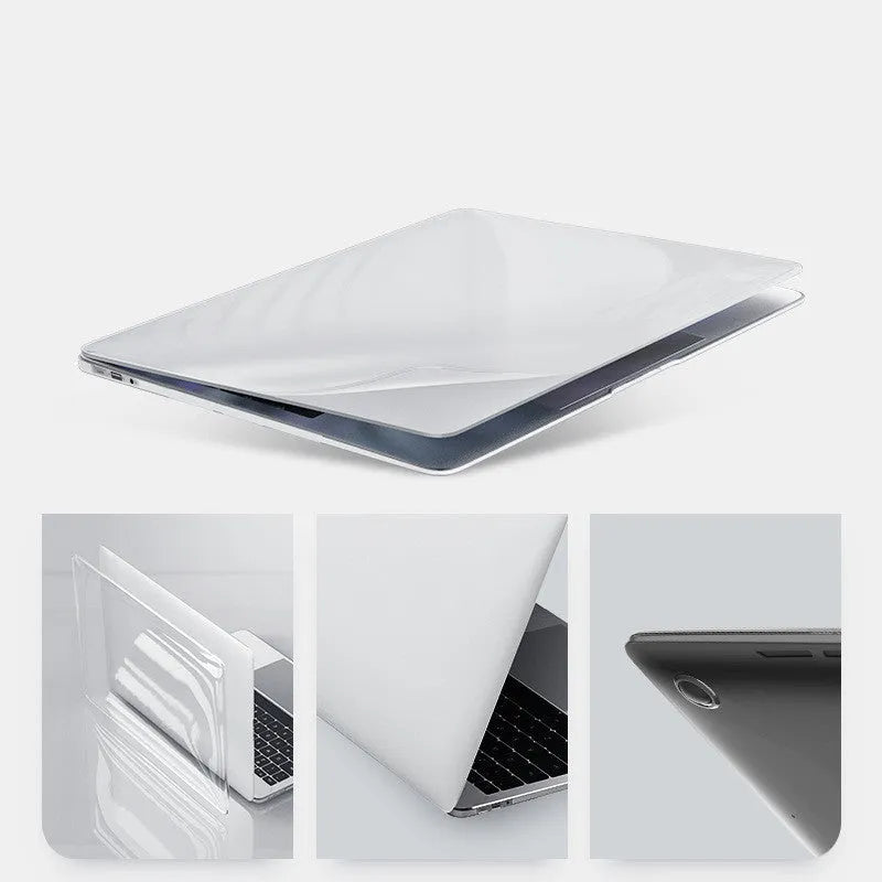 Transparent and black PC hard protective shell case for Apple MacBook Pro 14-inch and 16-inch laptops.