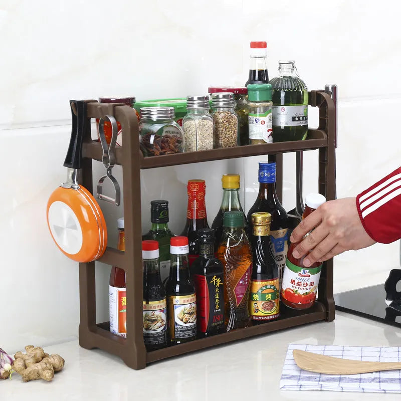 Foldable three-tier kitchen storage shelving unit in PP plastic with five colour options