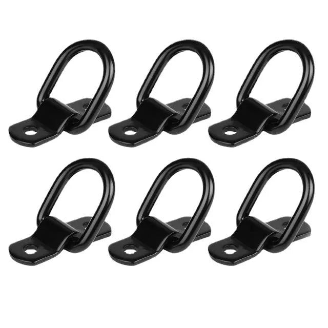 Black galvanised carbon steel floor hook with pull ring for vehicle storage organisation