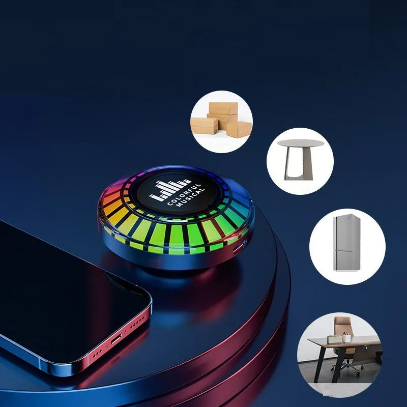 Compact cube-shaped voice control Bluetooth ambience lamp with polar light projection.