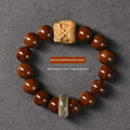 Hand-woven single circle bracelet with 13mm round beads in lion style options