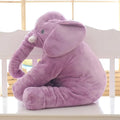 Soft grey elephant plush pillow cover for a child's bed, shown with other colour options.