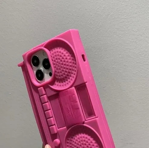 Pink silicone phone case for iPhone 11-14 Pro Max, all-inclusive fall protection design.
