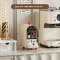 Large capacity clear plastic storage box in milky white and red for office tea room, drawer design