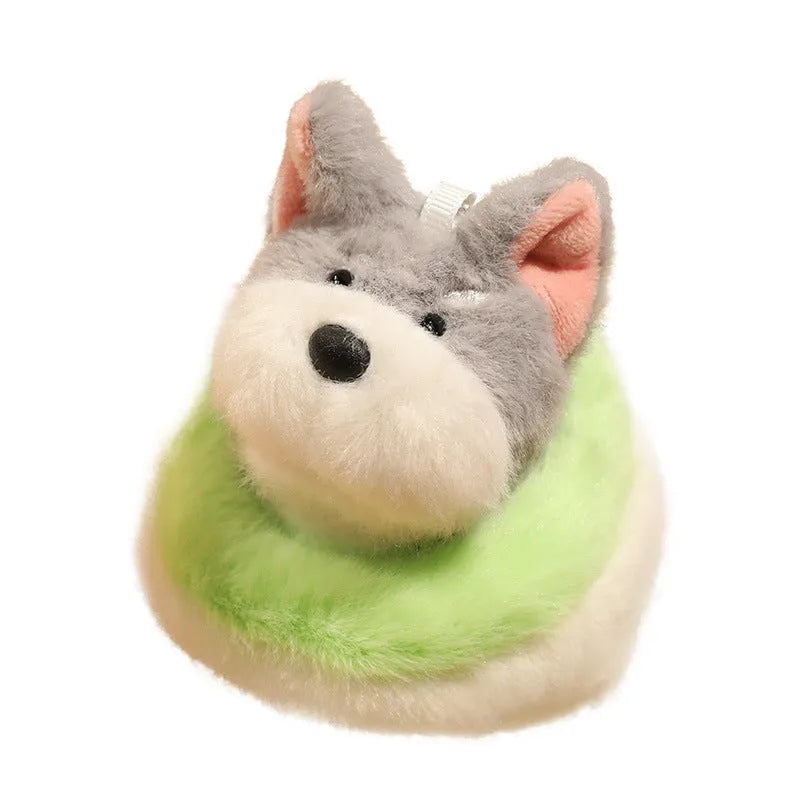 9cm dog plush toy keychain pendant of a Corgi with PP cotton filling and a keyring loop